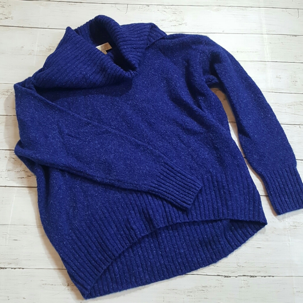 Michael Kors vibrant‎ blue cowl neck soft wool blend knit sweater size small